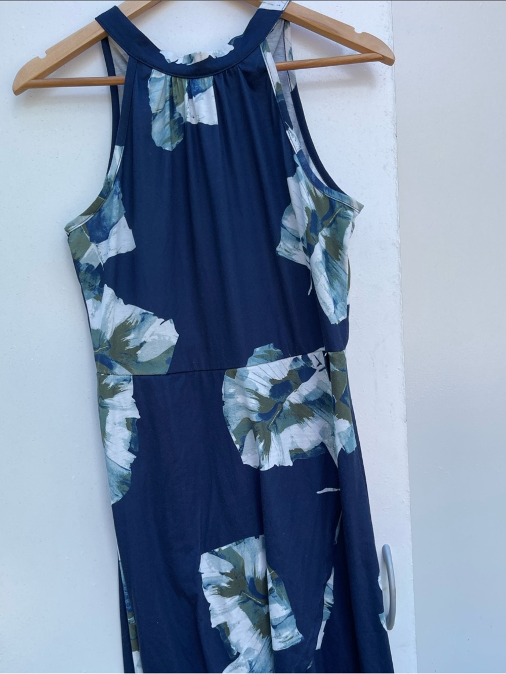 Navy Floral High-Low Halter Dress